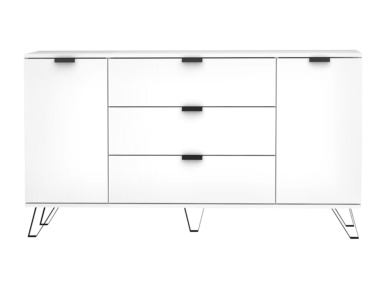 Buffet avec 2 portes et 3 tiroirs - Blanc et noir - MENODA