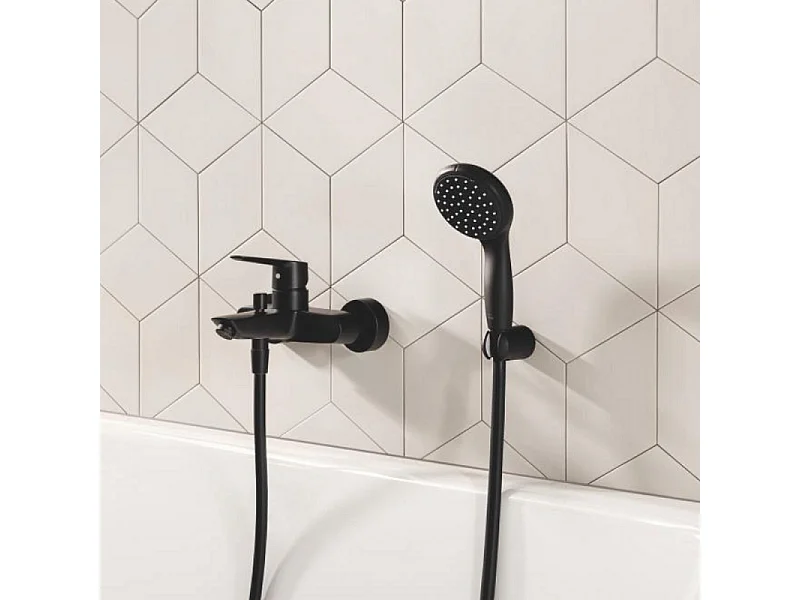 Support mural pour douchette GROHE Vitalio noir mat + microfibre