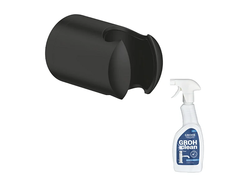 Support mural pour douchette GROHE Vitalio noir mat + nettoyant GrohClean