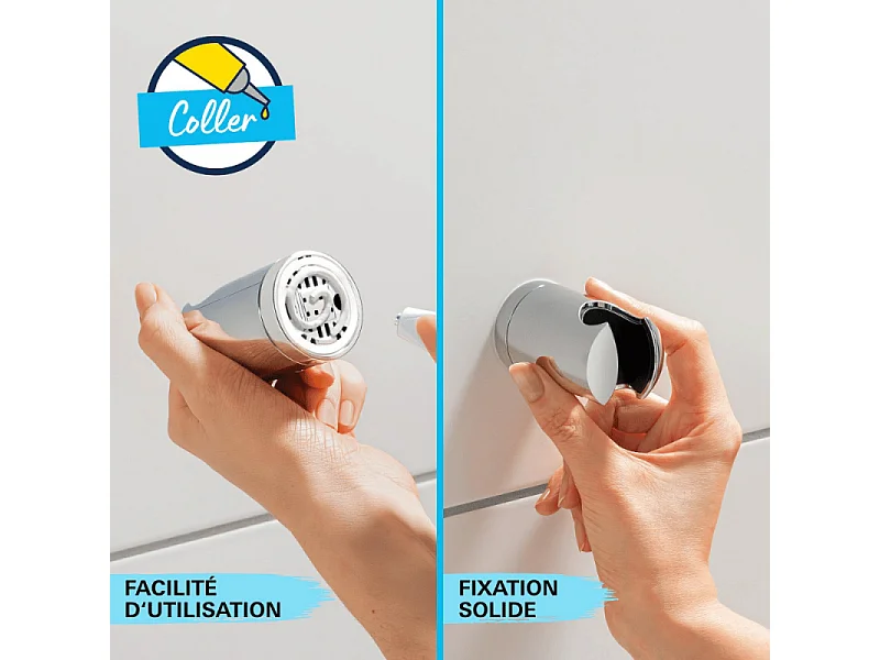 Support mural pour douchette GROHE Vitalio noir mat + nettoyant GrohClean