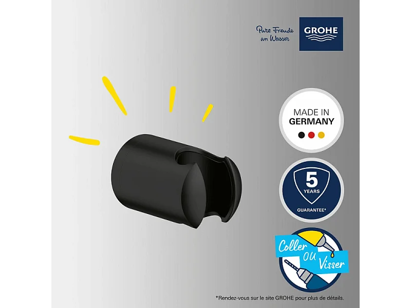 Support mural pour douchette GROHE Vitalio noir mat