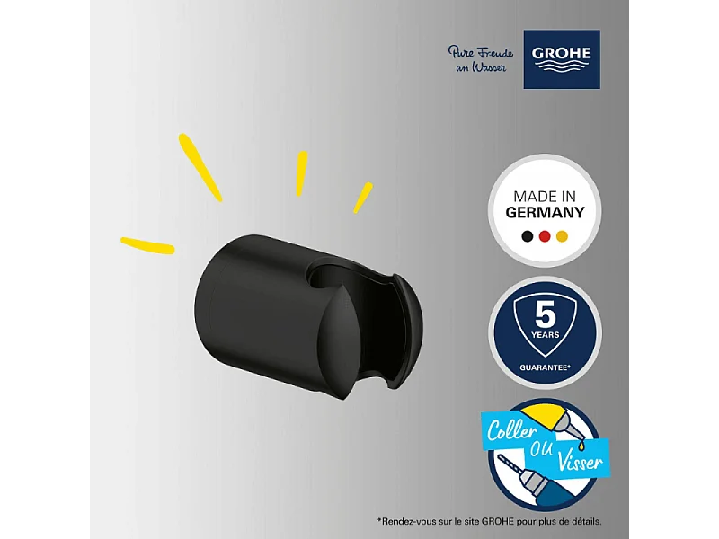 Support mural pour douchette GROHE Vitalio noir mat