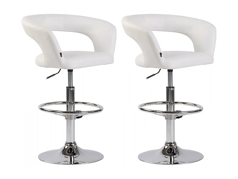 Lot de 2  Tabouret de bar - Similicuir - Blanc - Jaen