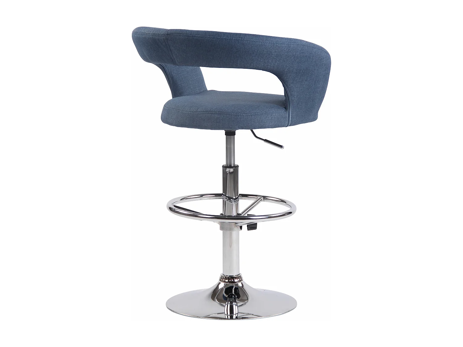 Lot de 2  Tabouret de bar - Tissu & Métal chromé - Bleu - Jaen