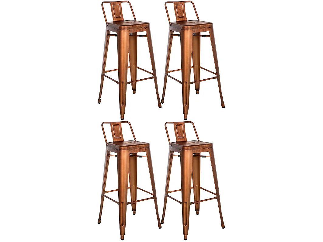 Lot de 4  Tabouret de bar - Métal & Nature - Cuivre - Mason