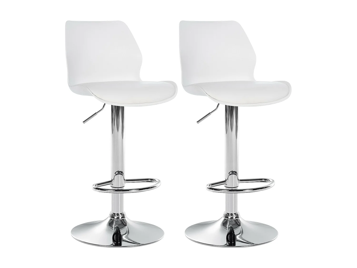 Lot de 2  Tabouret de bar - Plastique - Blanc - Gilbert