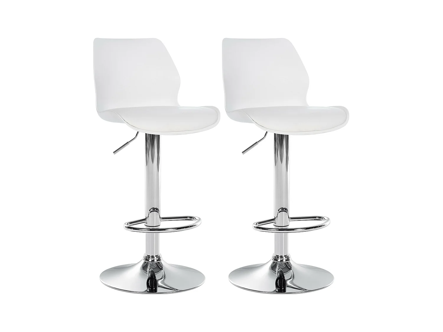 Lot de 2  Tabouret de bar - Plastique - Blanc - Gilbert