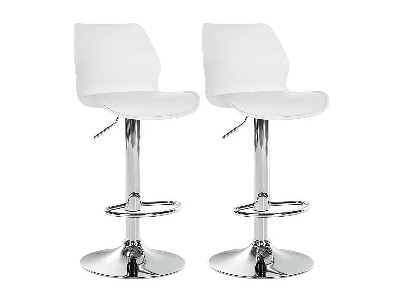 Lot de 2  Tabouret de bar - Plastique - Blanc - Gilbert