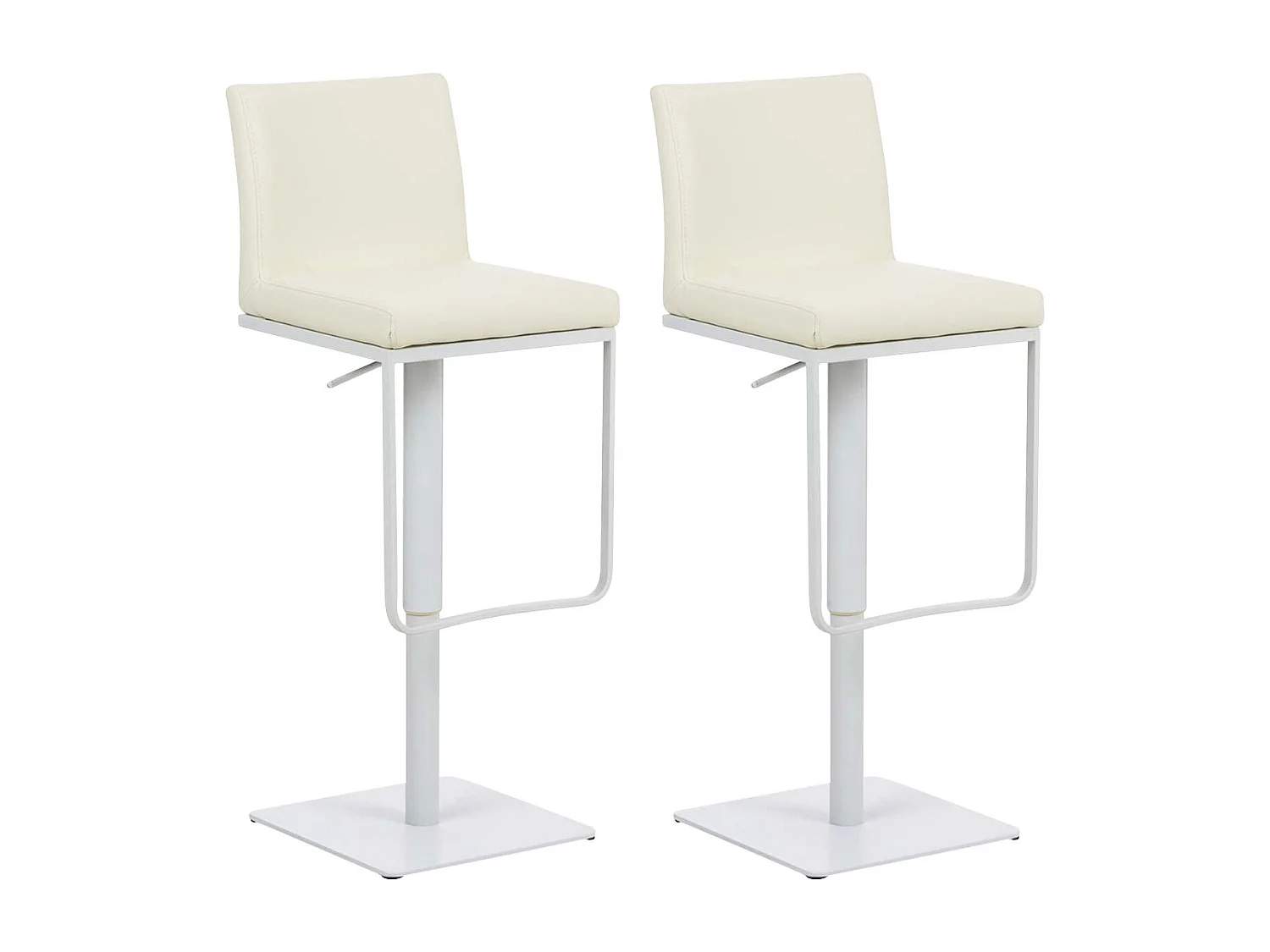 Lot de 2  Tabouret de bar - Similicuir & Blanc - Crème - Panama