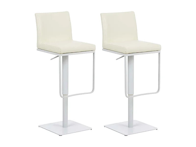 Lot de 2  Tabouret de bar - Similicuir & Blanc - Crème - Panama