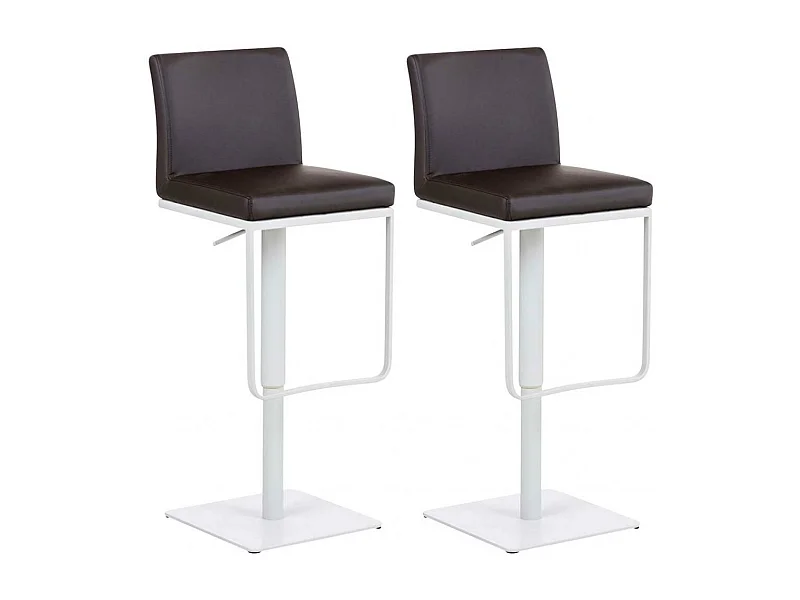 Lot de 2  Tabouret de bar - Similicuir & Blanc - Marron - Panama