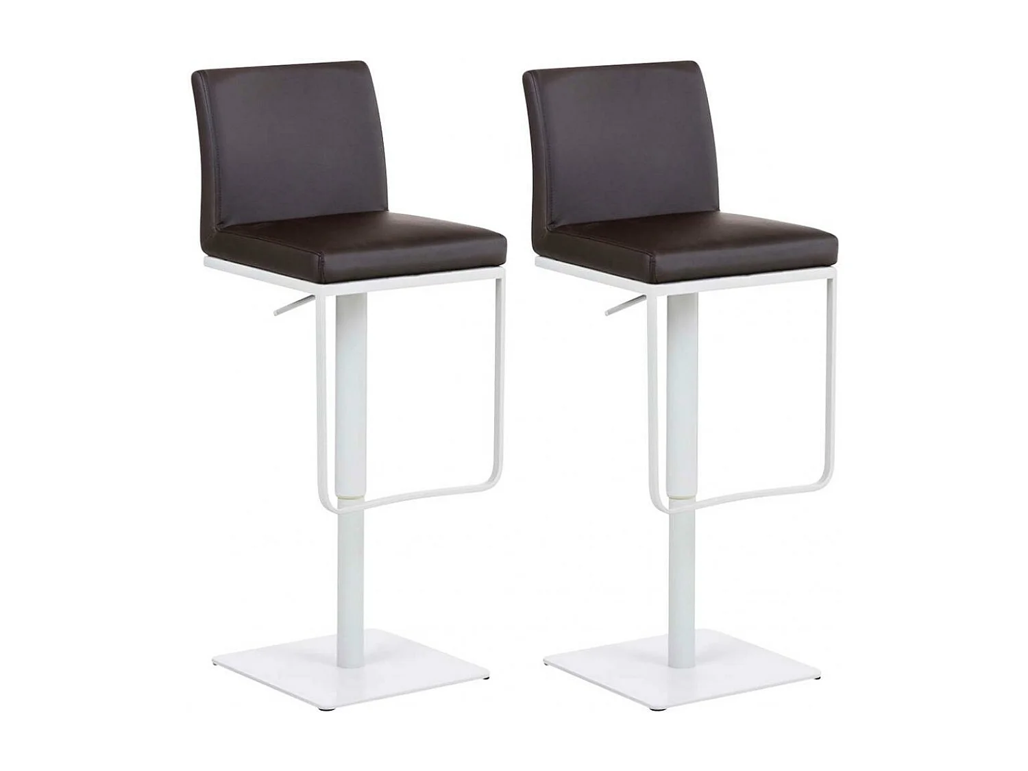 Lot de 2  Tabouret de bar - Similicuir & Blanc - Marron - Panama