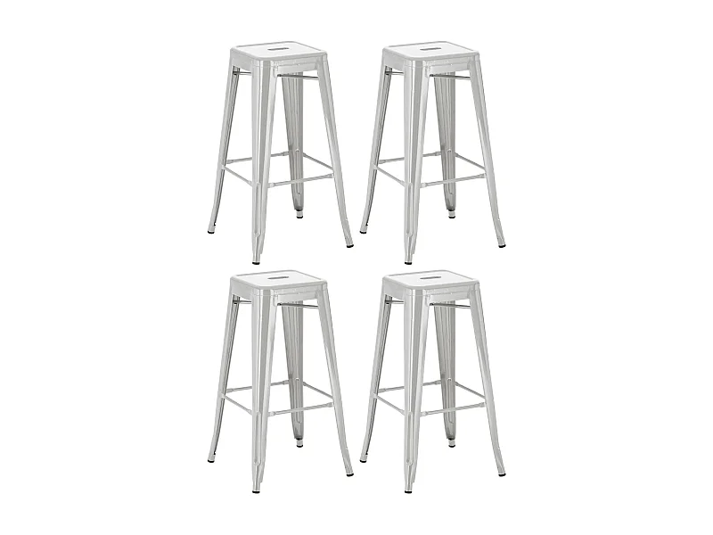 4er Set Barhocker - Metall - silber - Joshua