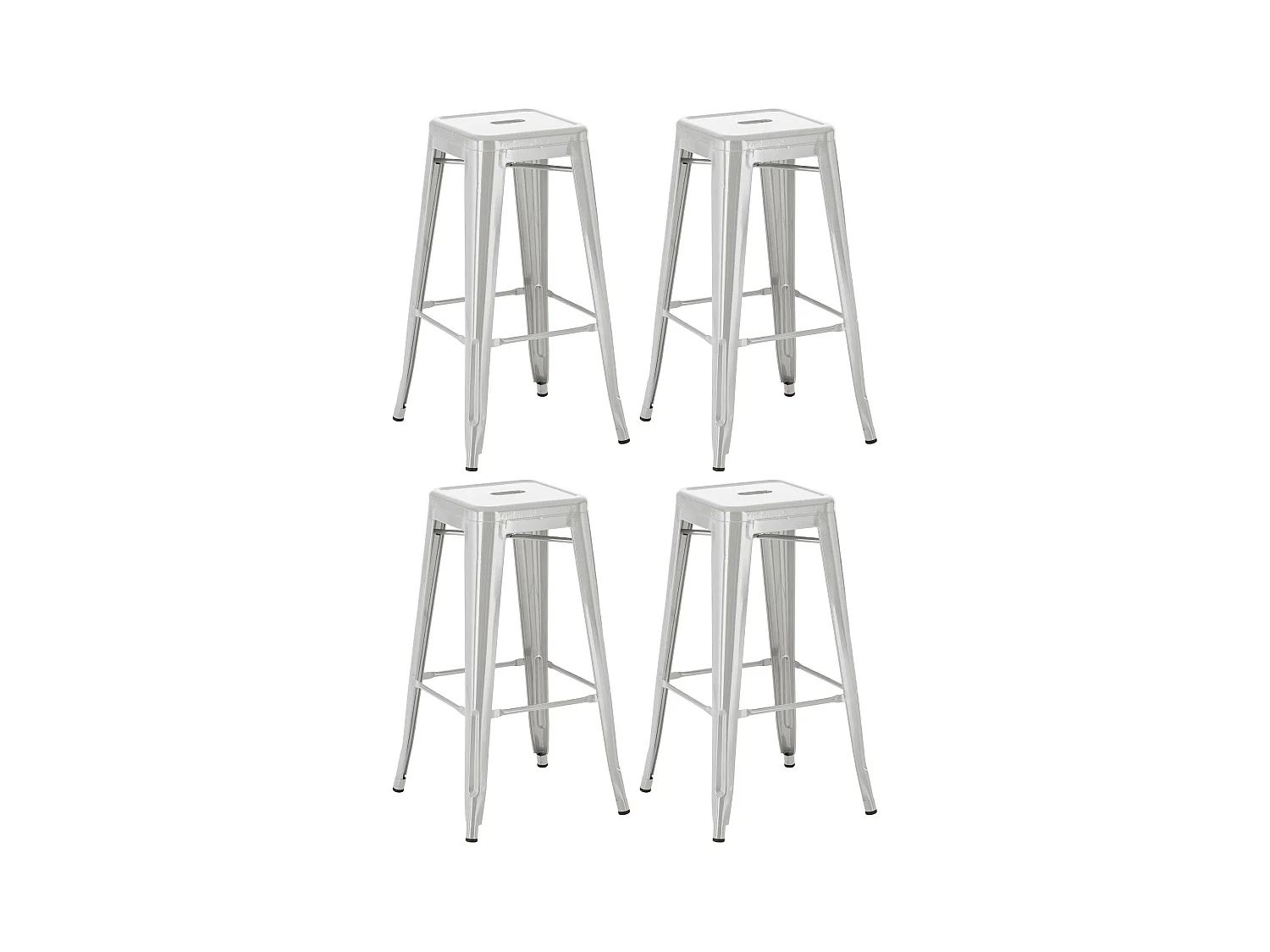 Lot de 4  Tabouret de bar - Métal - Argent - Joshua