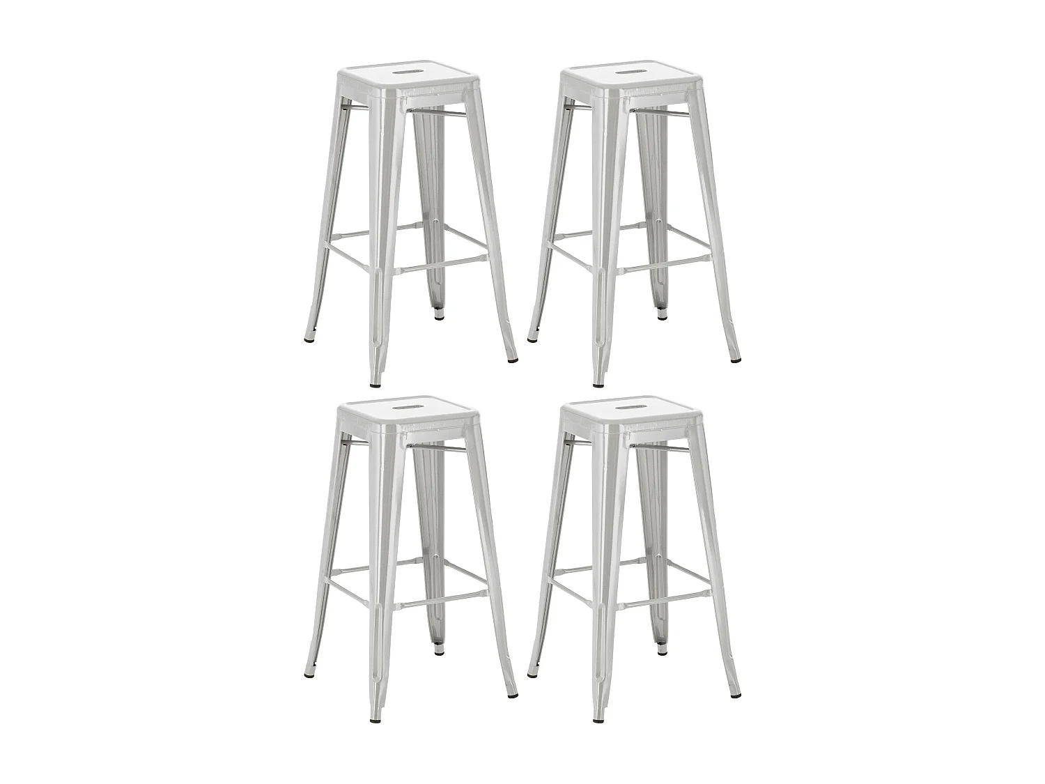 Lot de 4  Tabouret de bar - Métal - Argent - Joshua
