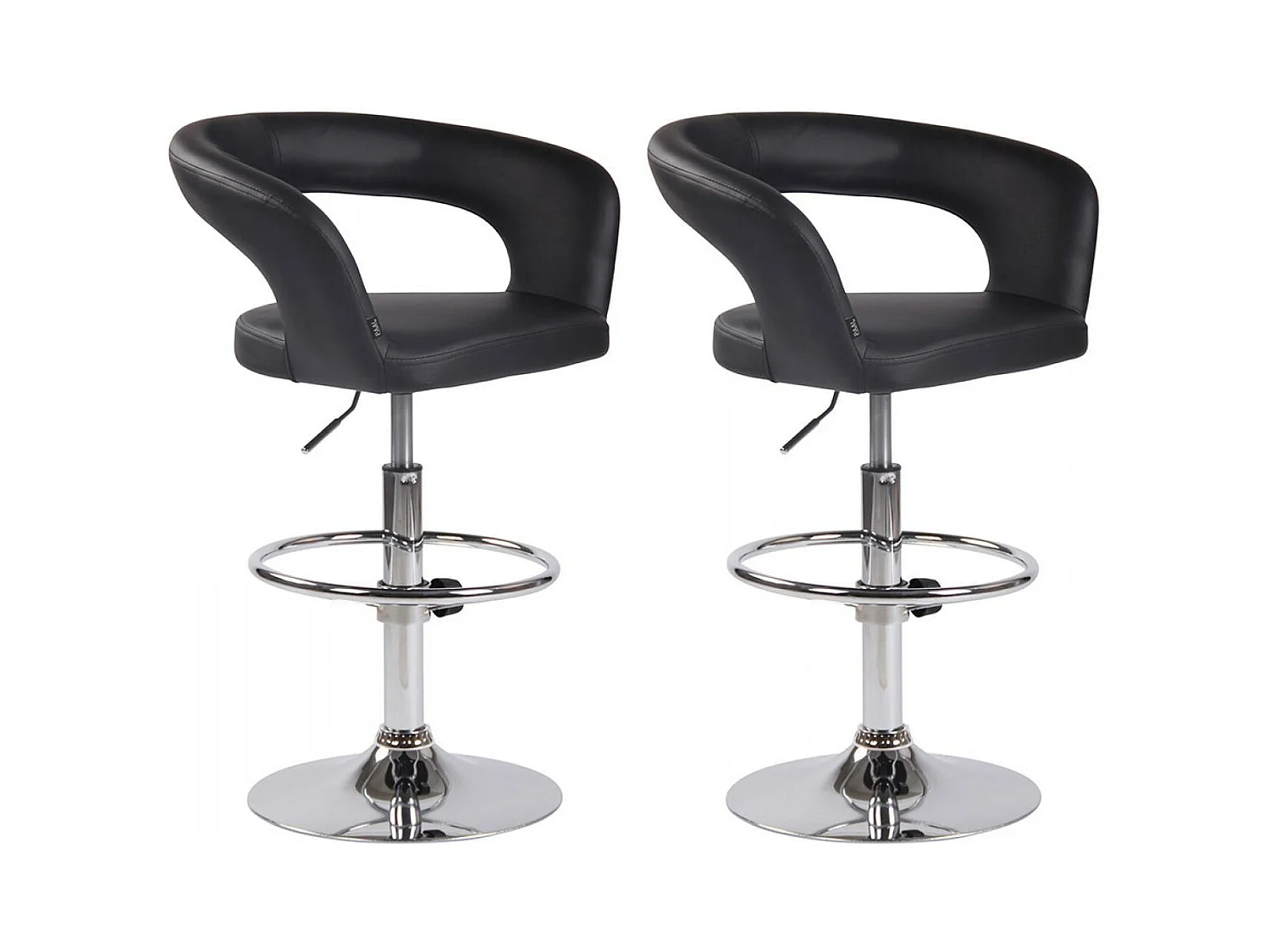 Lot de 2  Tabouret de bar - Similicuir & Métal chromé - Noir - Jaen