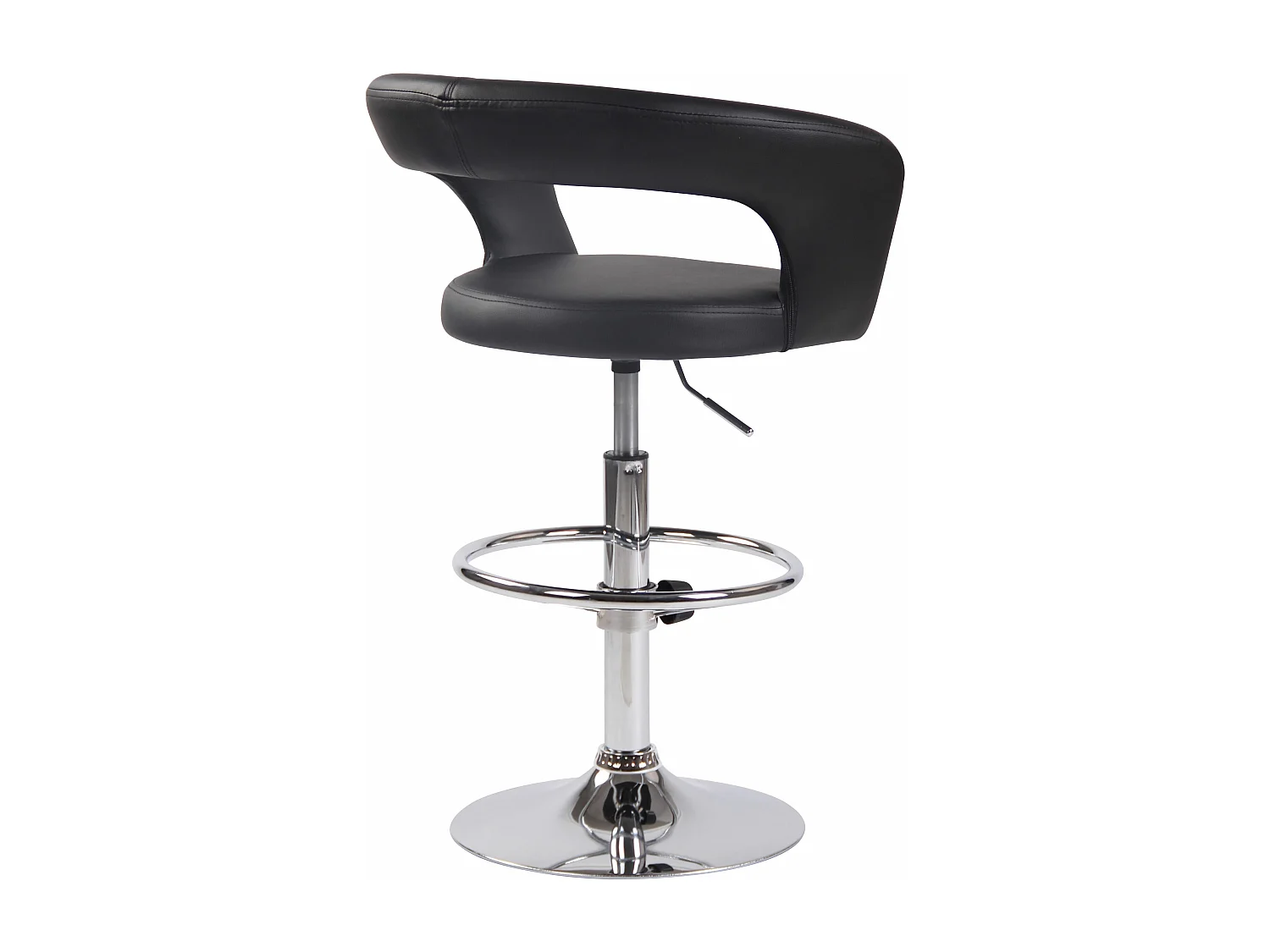 Lot de 2  Tabouret de bar - Similicuir & Métal chromé - Noir - Jaen