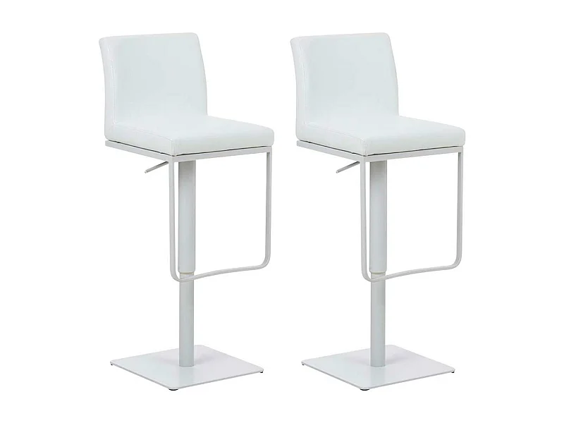 Lot de 2  Tabouret de bar - Similicuir & Blanc - Blanc - Panama