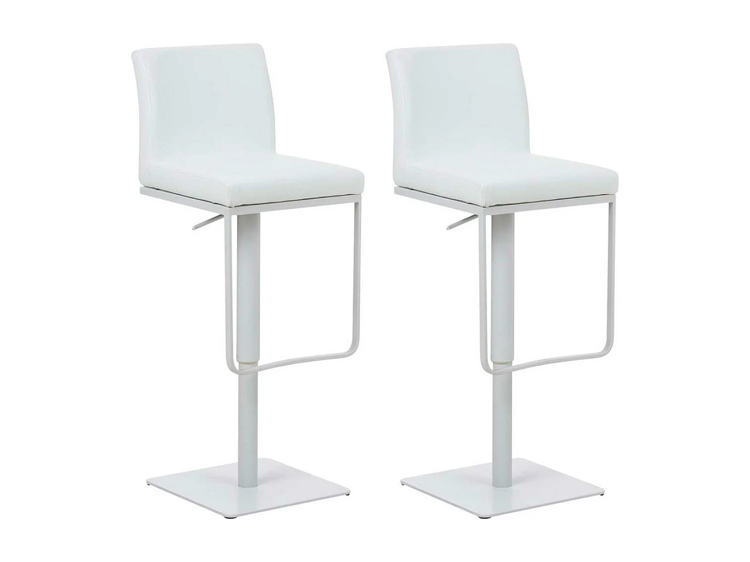 Lot de 2  Tabouret de bar - Similicuir & Blanc - Blanc - Panama