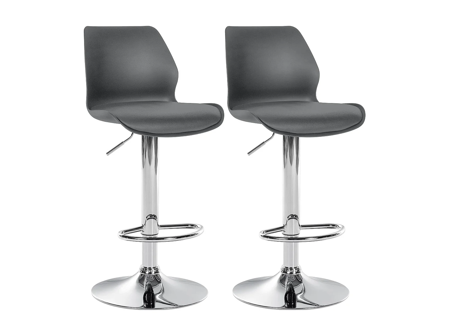 Lot de 2  Tabouret de bar - Plastique - Gris - Gilbert