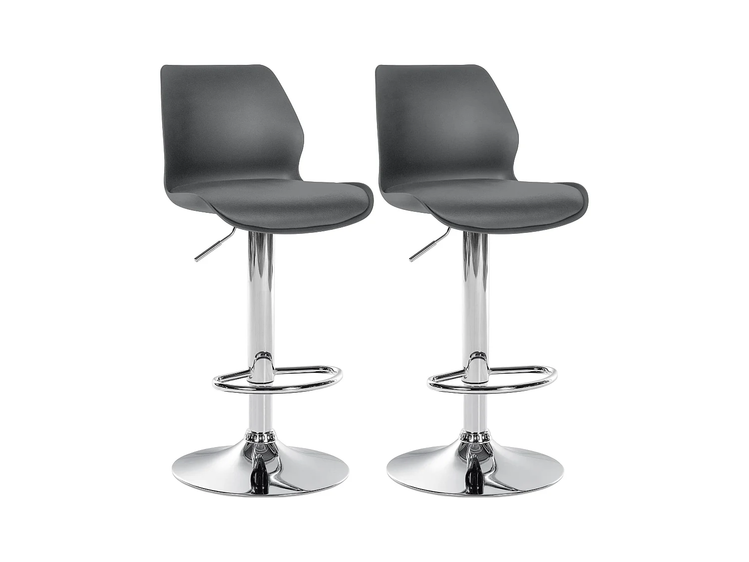 Lot de 2  Tabouret de bar - Plastique - Gris - Gilbert