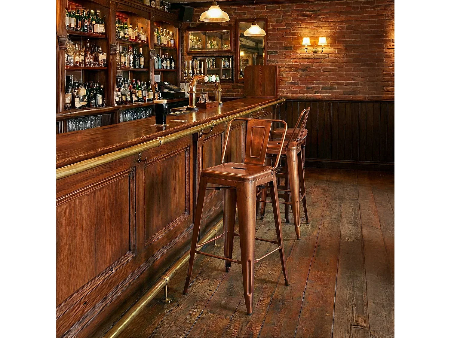 Tabouret de bar - Métal - Cuivre - Mason