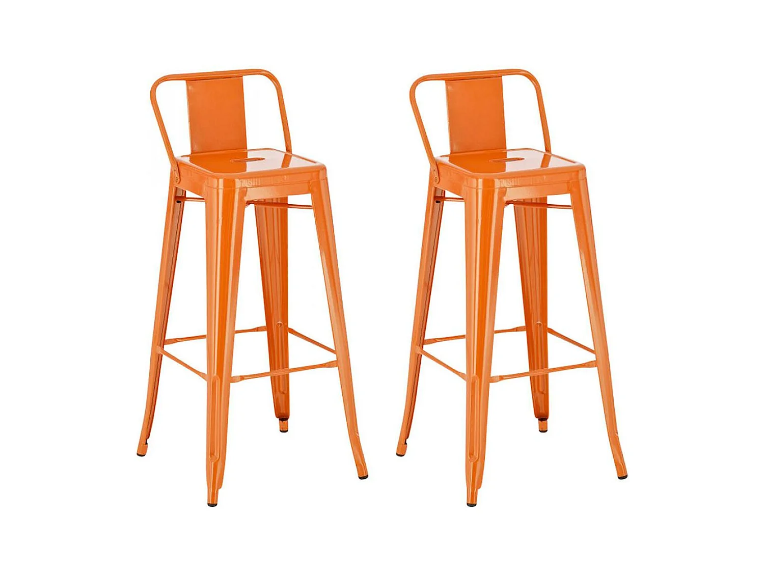 Lot de 2  Tabouret de bar - Métal & Métal - Orange - Mason