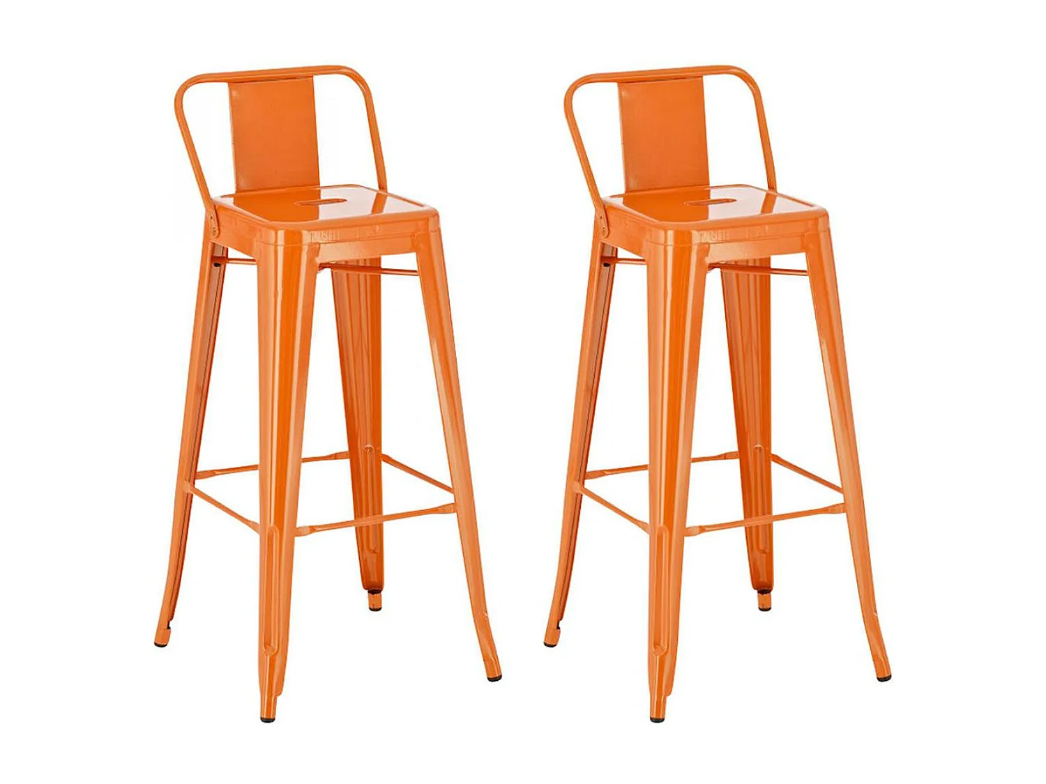 Lot de 2  Tabouret de bar - Métal & Métal - Orange - Mason