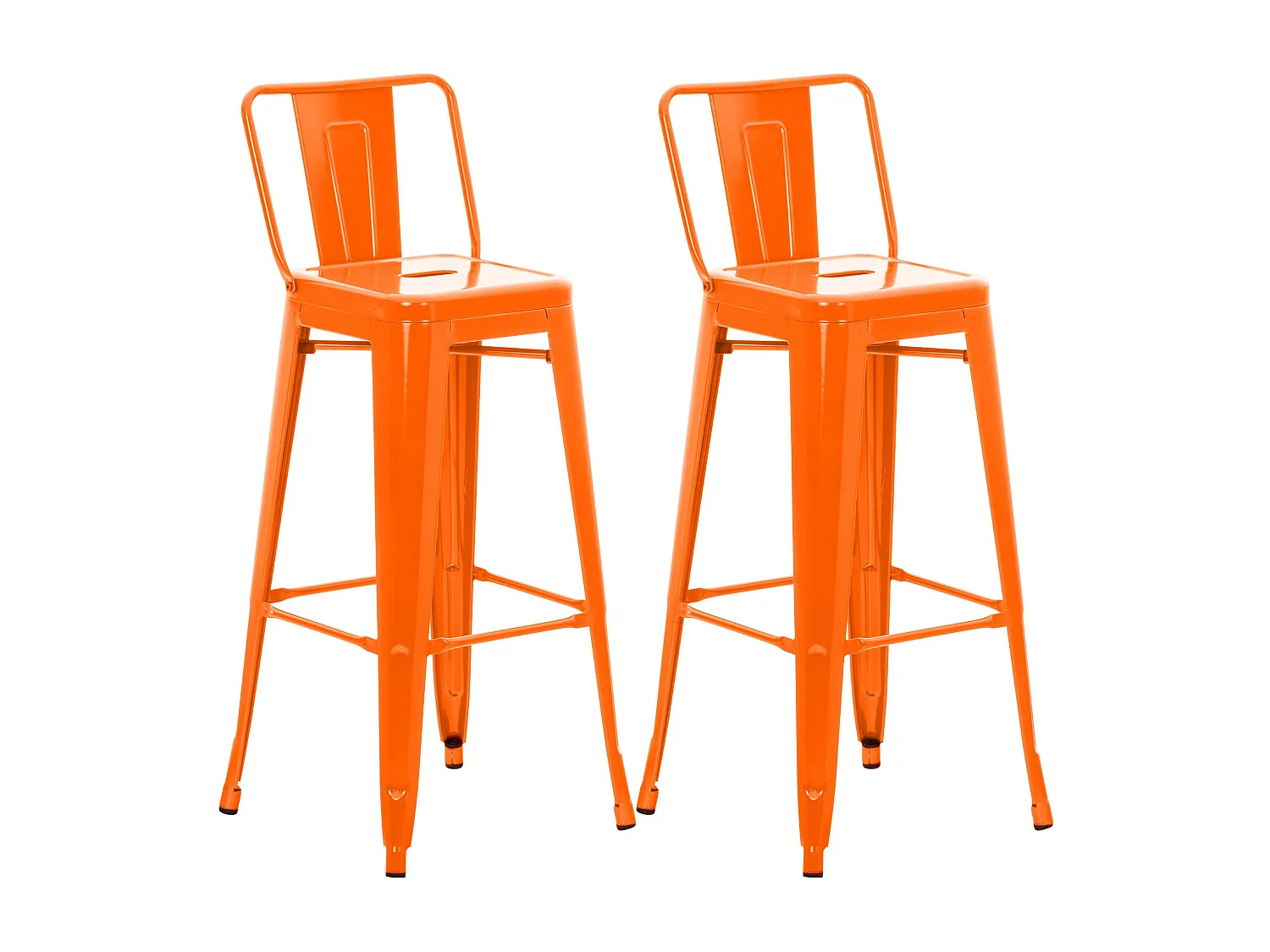 Lot de 2  Tabouret de bar - Métal & Noir - Orange - Mason