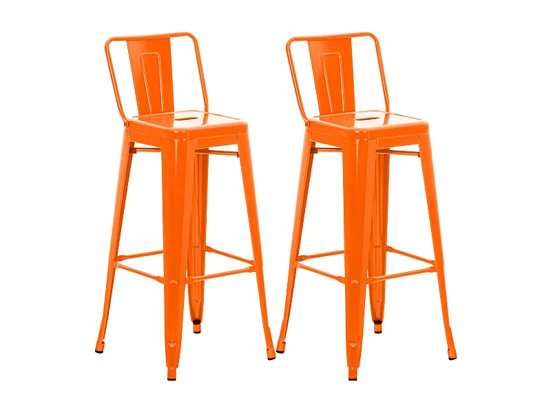 Lot de 2  Tabouret de bar - Métal - Orange - Mason