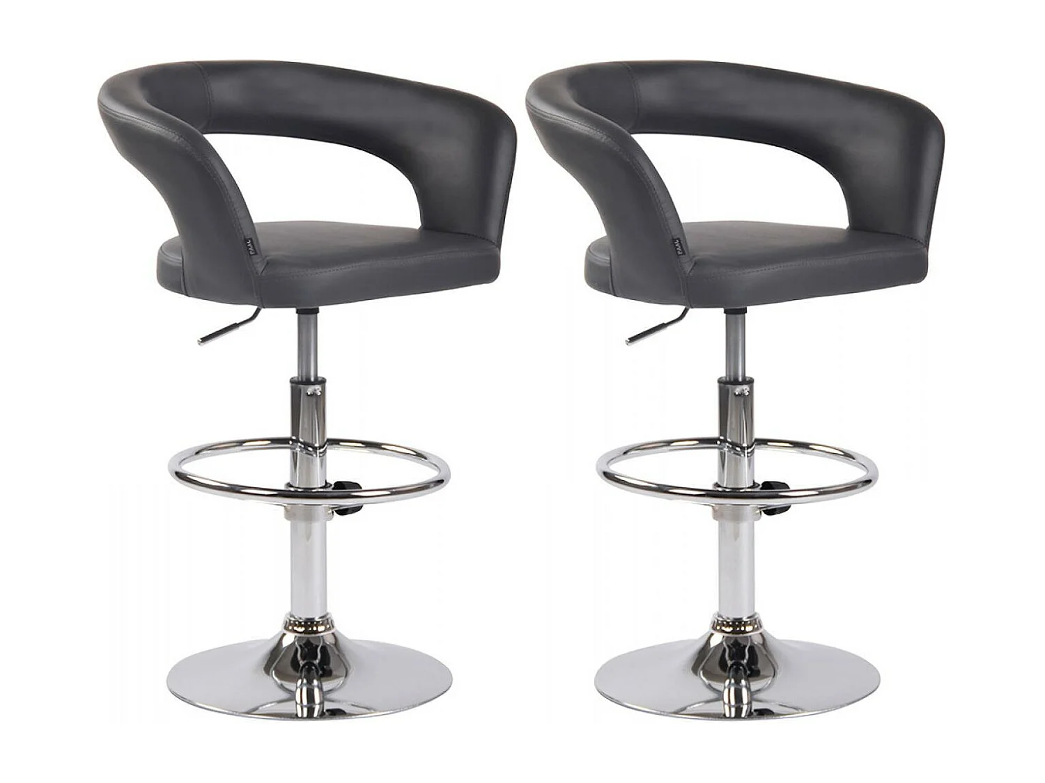 Lot de 2  Tabouret de bar - Similicuir & Métal chromé - Gris - Jaen
