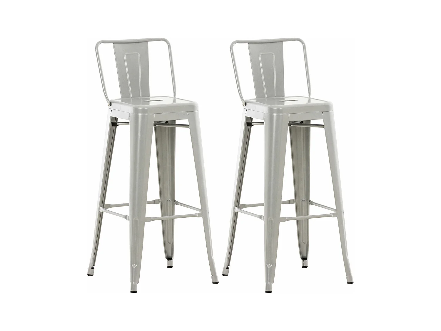 Lot de 2  Tabouret de bar - Métal & Métal - Argent - Mason