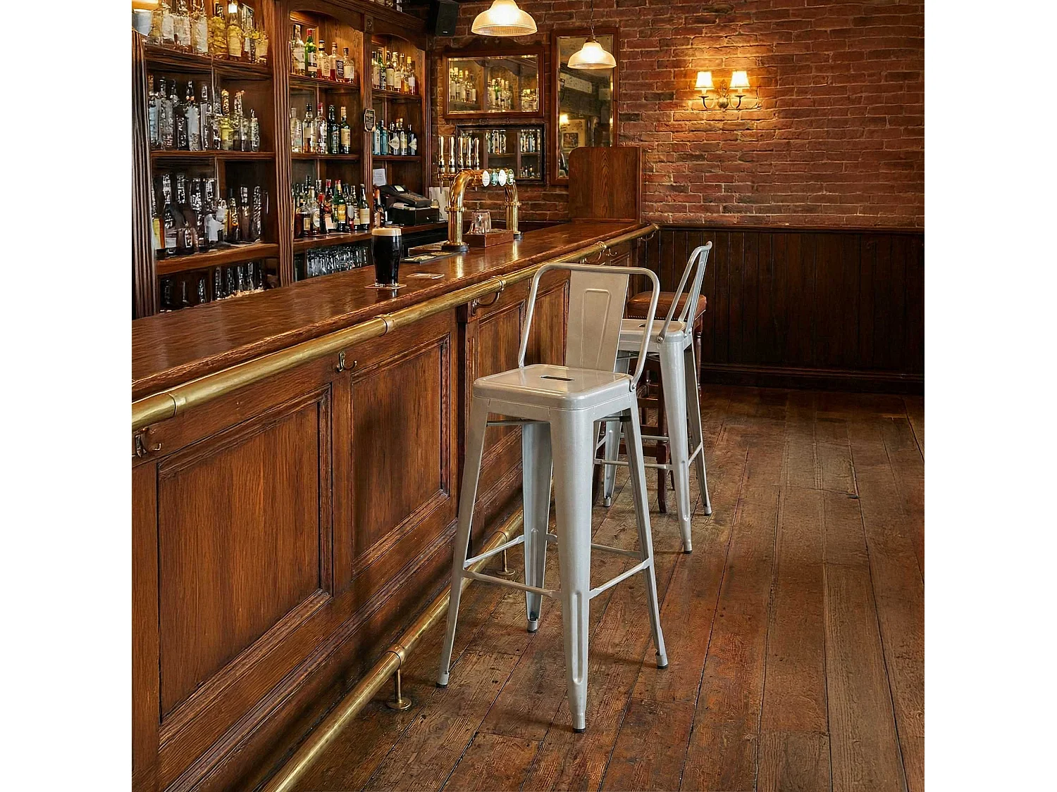 Set van 2  Barkruk - Metaal - zilver - Mason