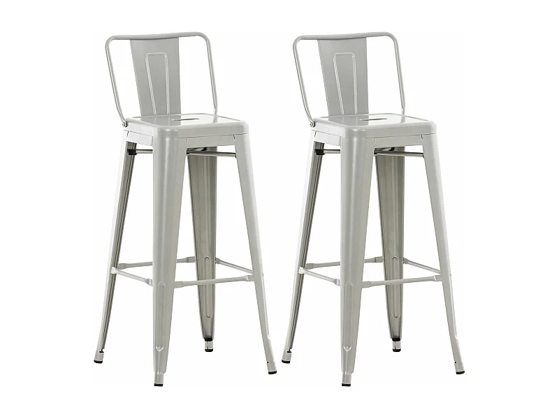 Lot de 2  Tabouret de bar - Métal & Métal - Argent - Mason
