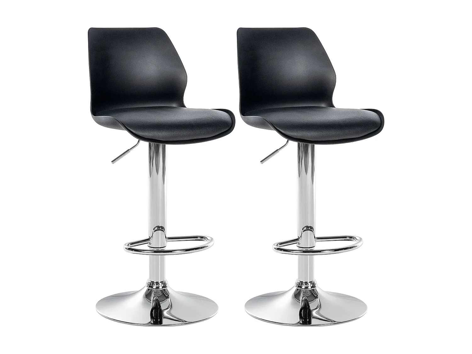 Lot de 2  Tabouret de bar - Plastique - Noir - Gilbert