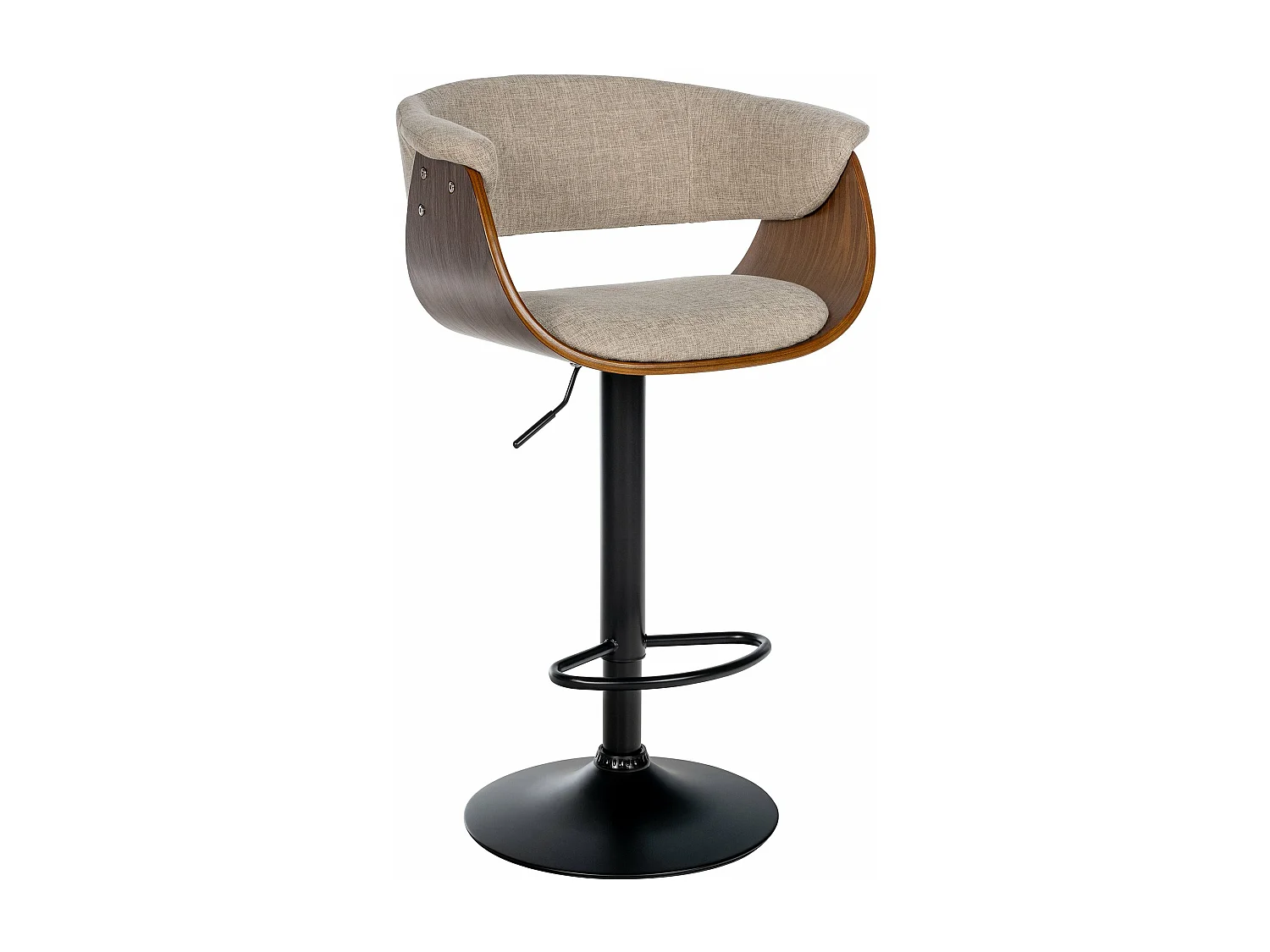 Tabouret de bar - Tissu - Noyer / Crème - Vestal