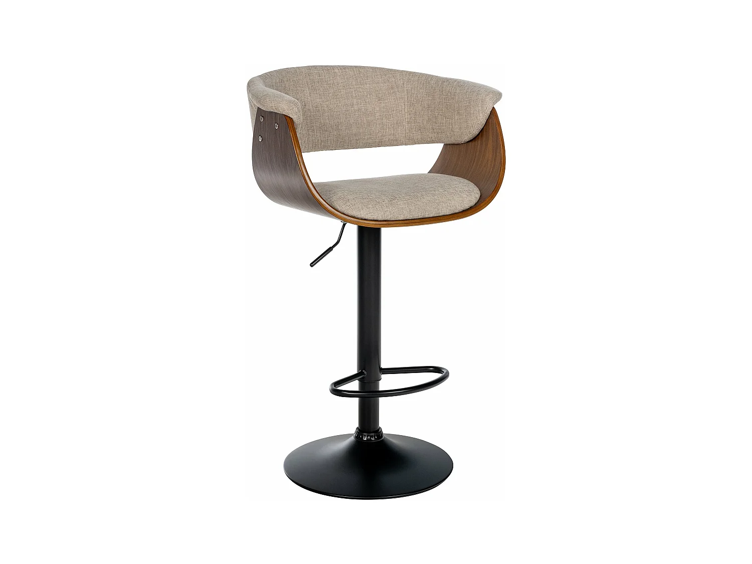 Tabouret de bar - Tissu - Noyer / Crème - Vestal