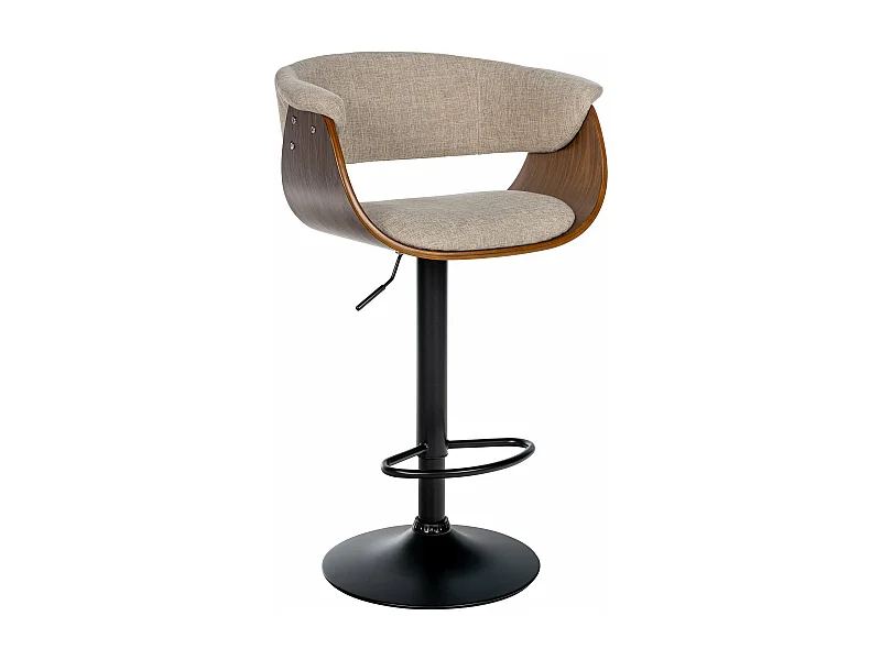 Tabouret de bar - Tissu - Noyer / Crème - Vestal