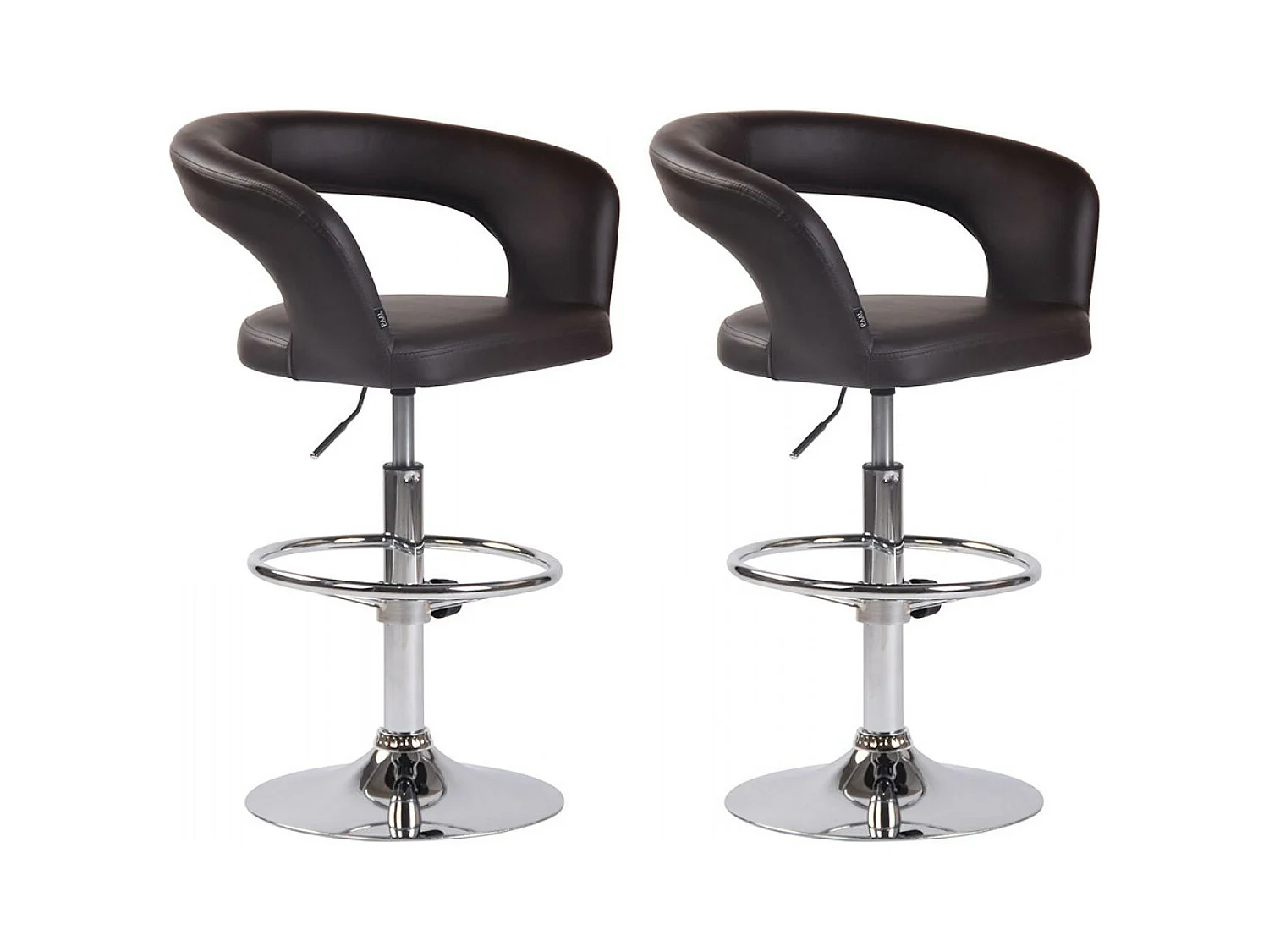 Lot de 2  Tabouret de bar - Similicuir - Marron - Jaen