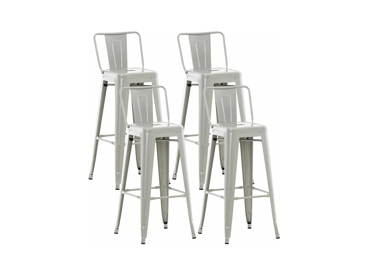Lot de 4  Tabouret de bar - Métal & Métal - Argent - Mason