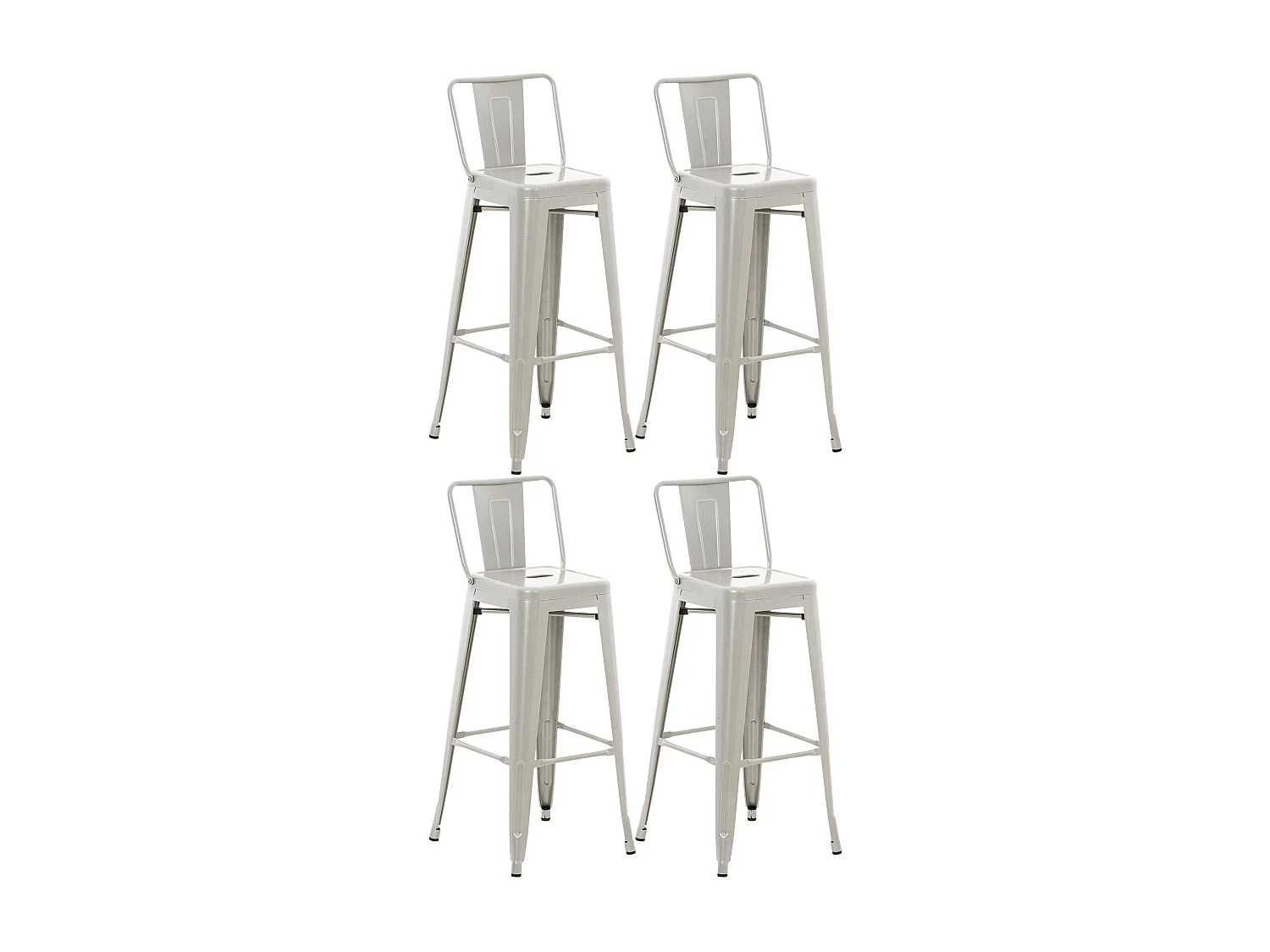 4er Set Barhocker - Metall & natura - silber - Mason