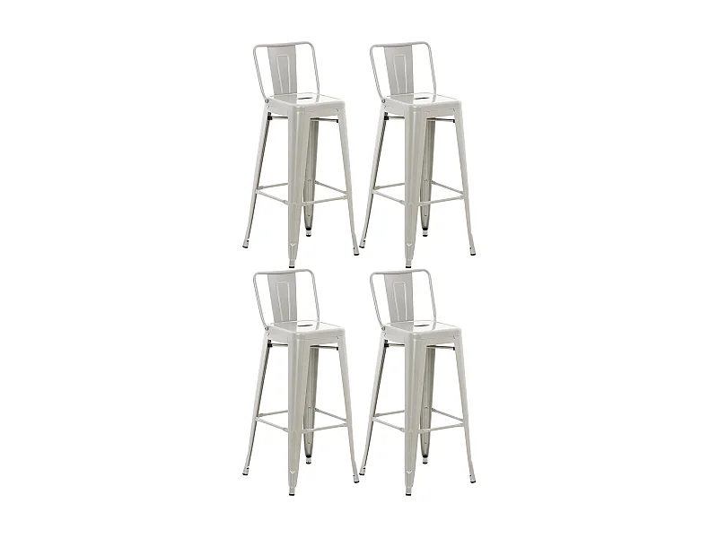 Lot de 4  Tabouret de bar - Métal - Argent - Mason