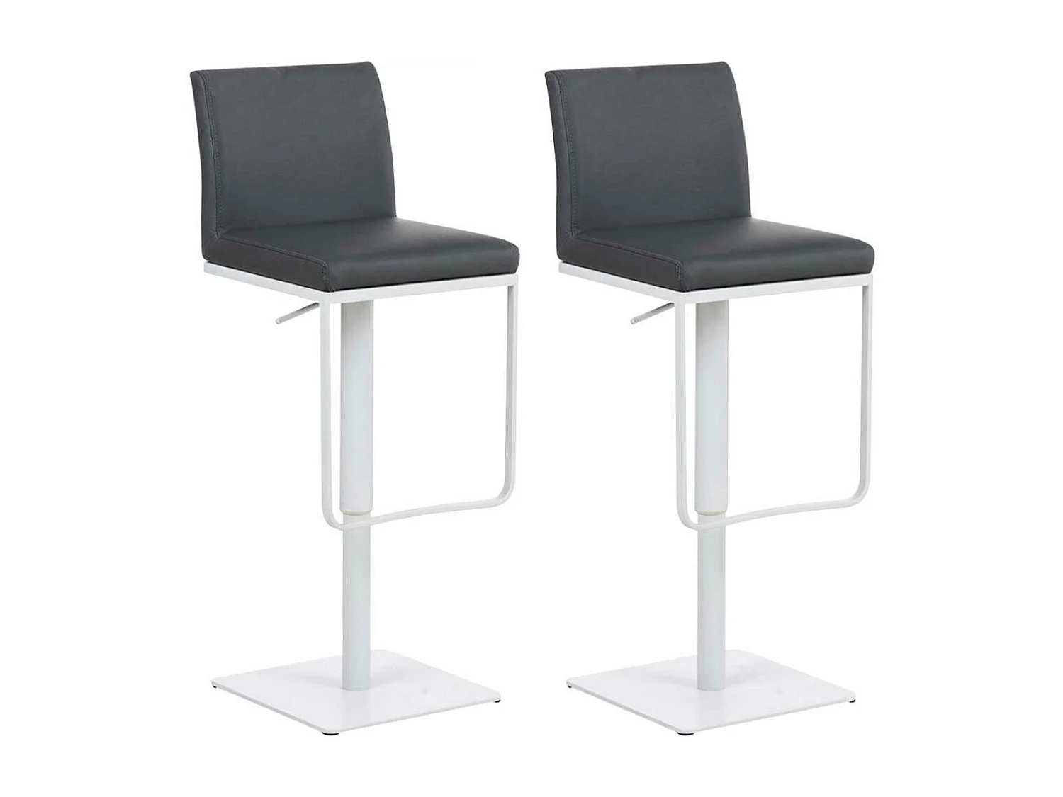 Lot de 2  Tabouret de bar - Similicuir & Blanc - Gris - Panama