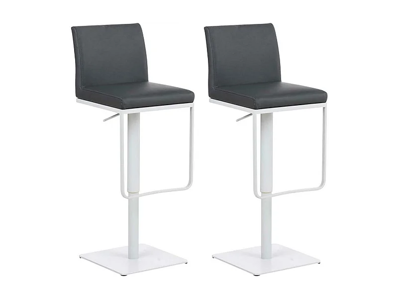 Lot de 2  Tabouret de bar - Similicuir & Blanc - Gris - Panama