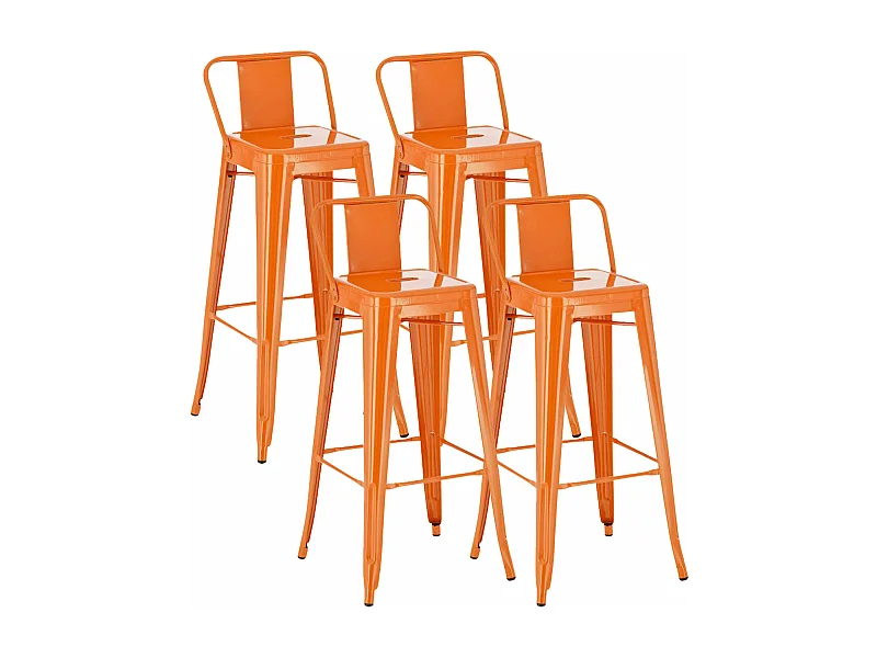 4er Set Barhocker - Metall & Metall - orange - Mason
