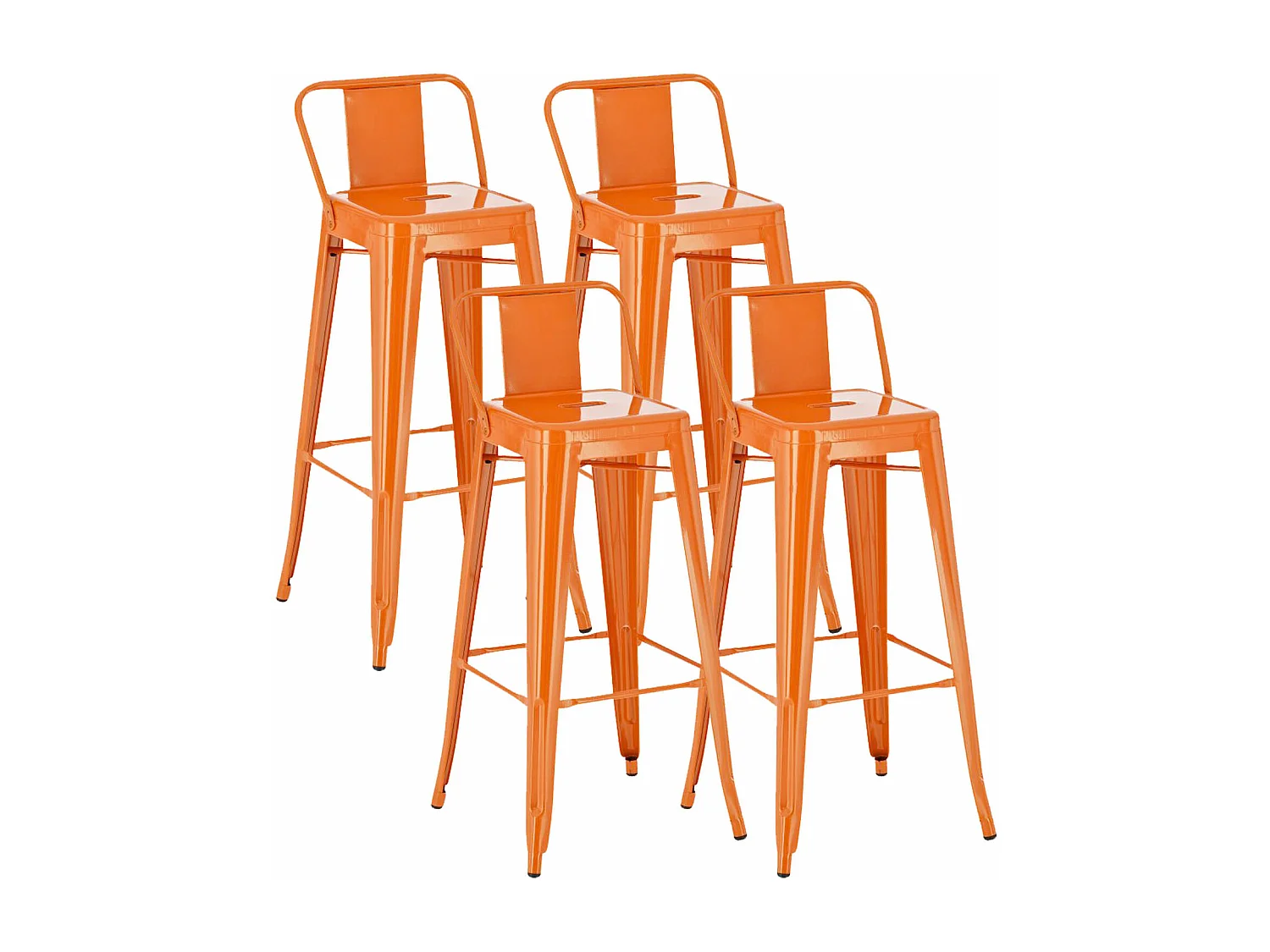 4er Set Barhocker - Metall & Metall - orange - Mason