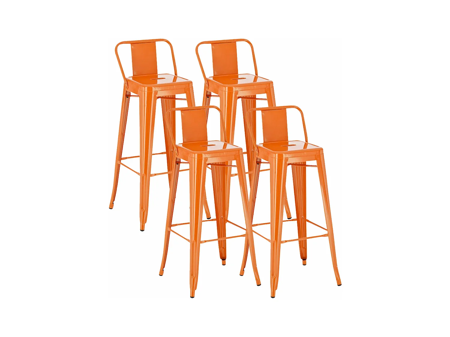 Lot de 4  Tabouret de bar - Métal & Métal - Orange - Mason