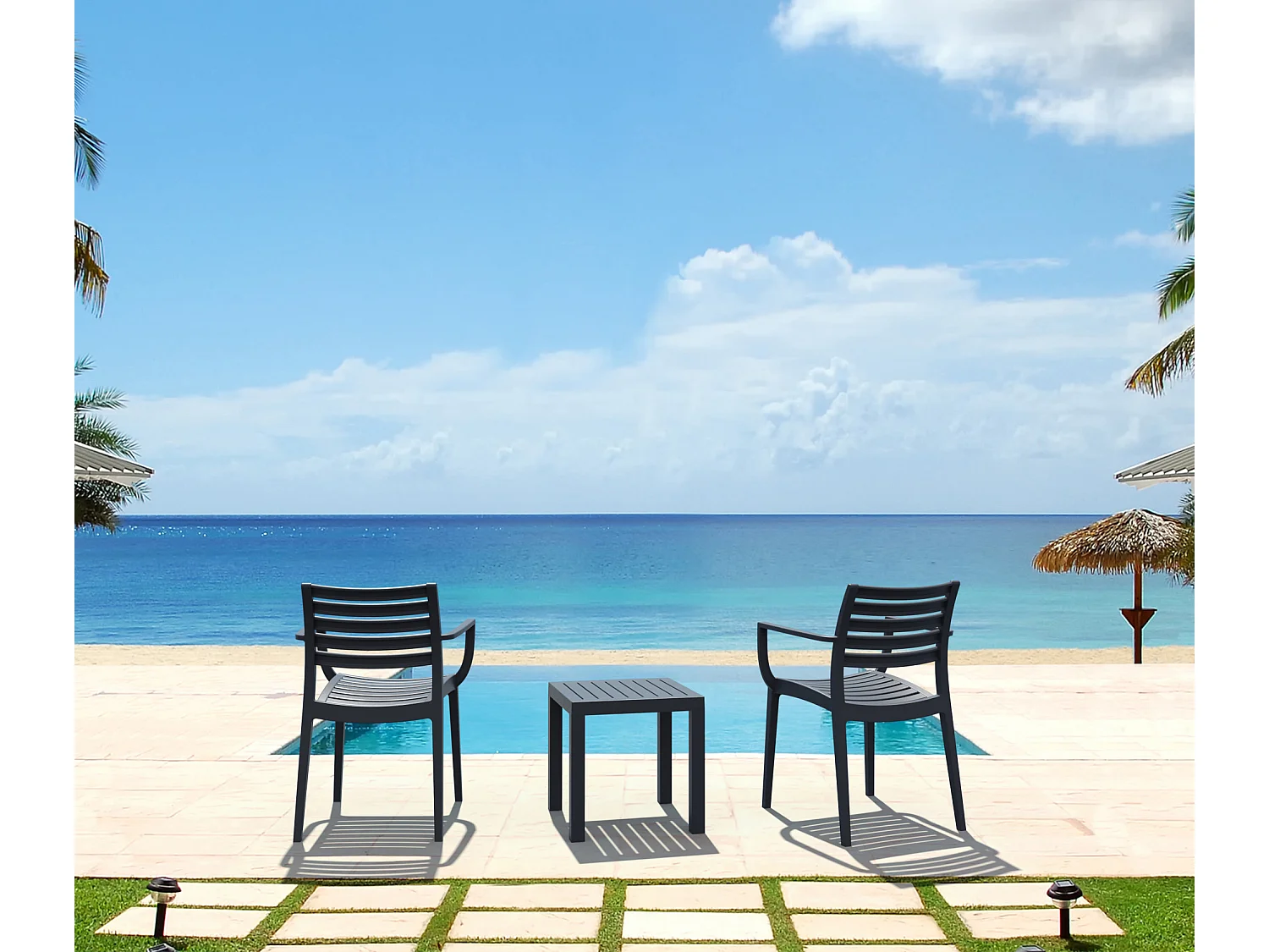 Table d'appoint - eckig - Plastique - 45 x 45cm - Noir - Ocean