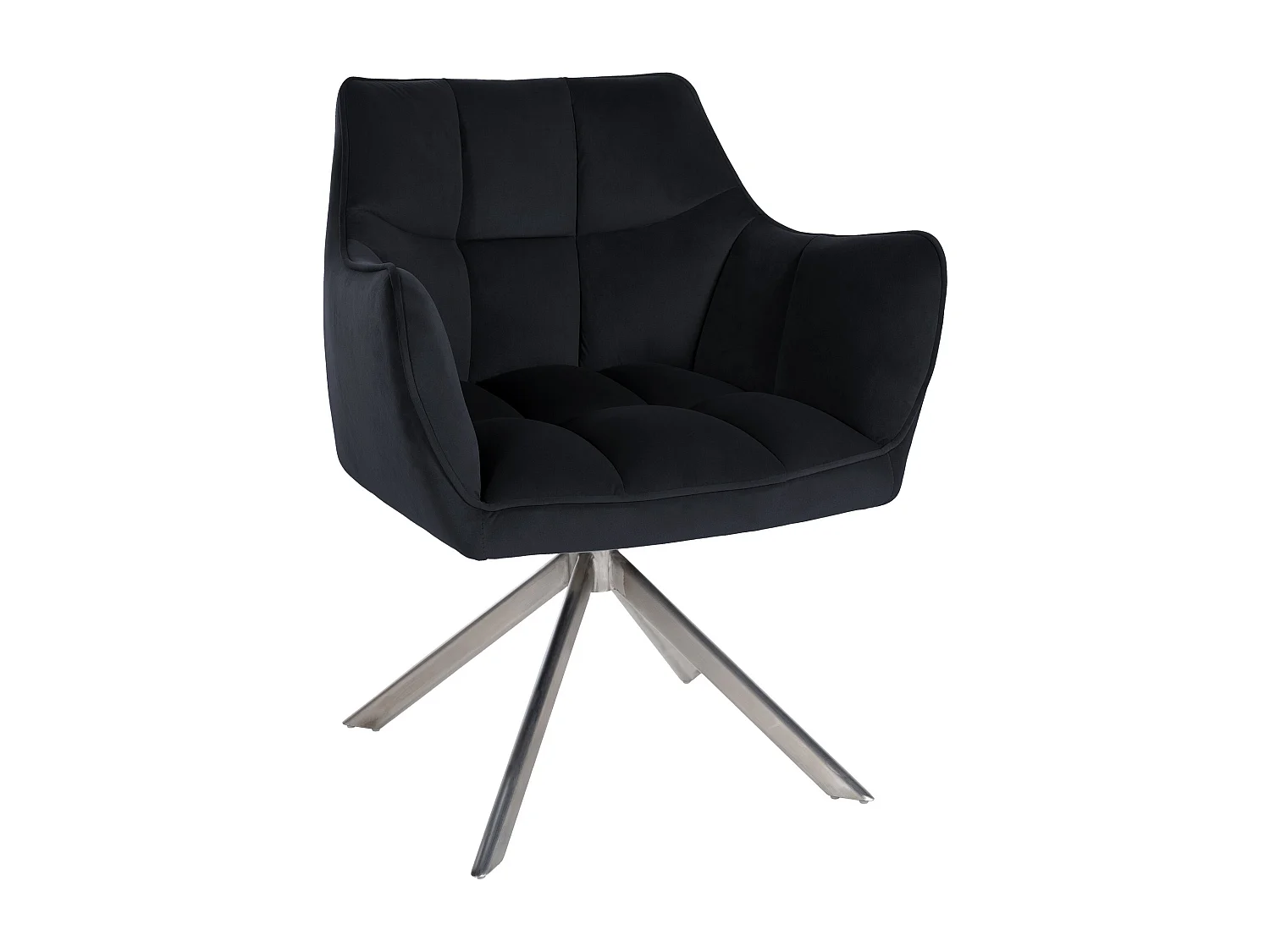 chaises avec accoudoirs - Velours & Acier inoxydable - Noir - Swing