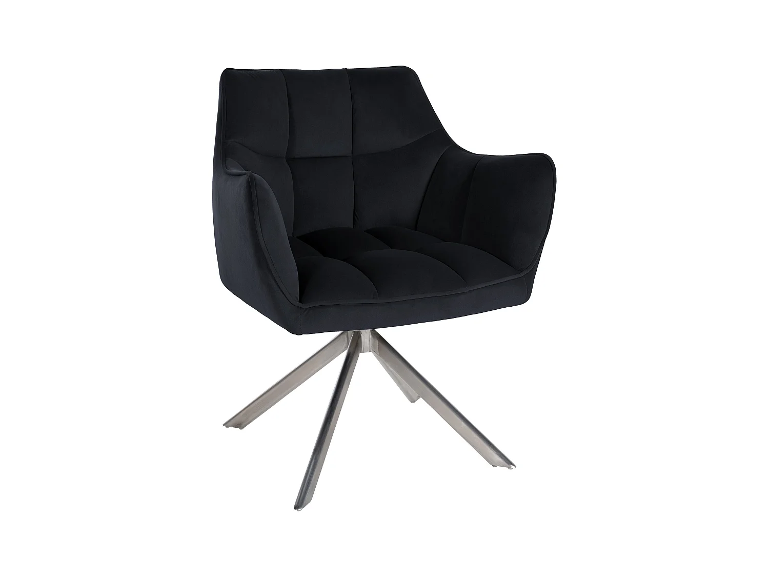 chaises avec accoudoirs - Velours & Acier inoxydable - Noir - Swing